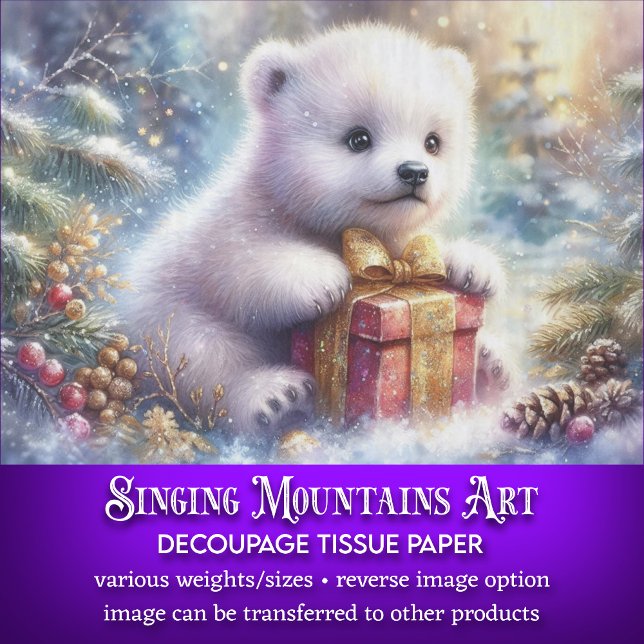 Papel De Seda Filhote de Urso Polar Caprichoso com Decoupage de  (Criador carregado)