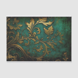 Papel De Seda Filigre - Verde e Dourado