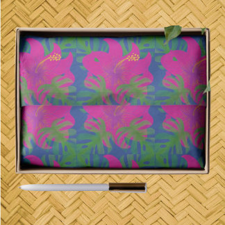 Papel De Seda Filodendro Hibisco Tropical