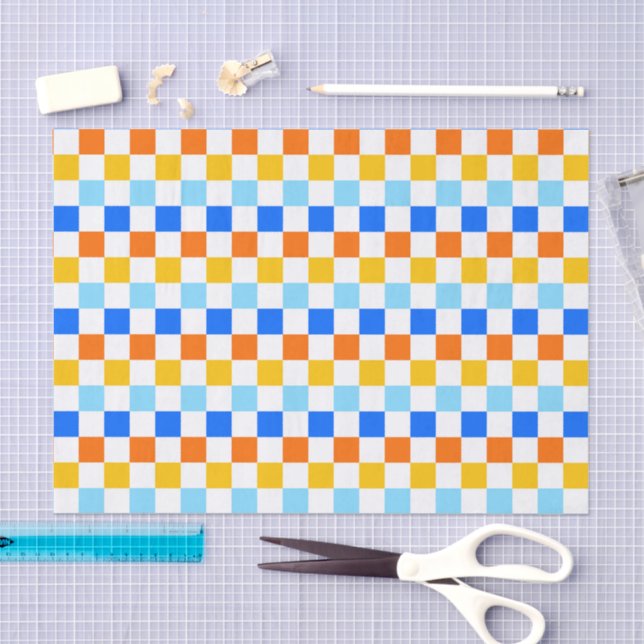 Papel De Seda Fire and ice checkerboard pattern (Arte )