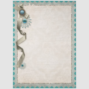 Papel De Seda Fita de floco de neve de inverno vintage e damasco