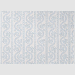 Papel De Seda Fita Floral Listrada Azul e Creme
