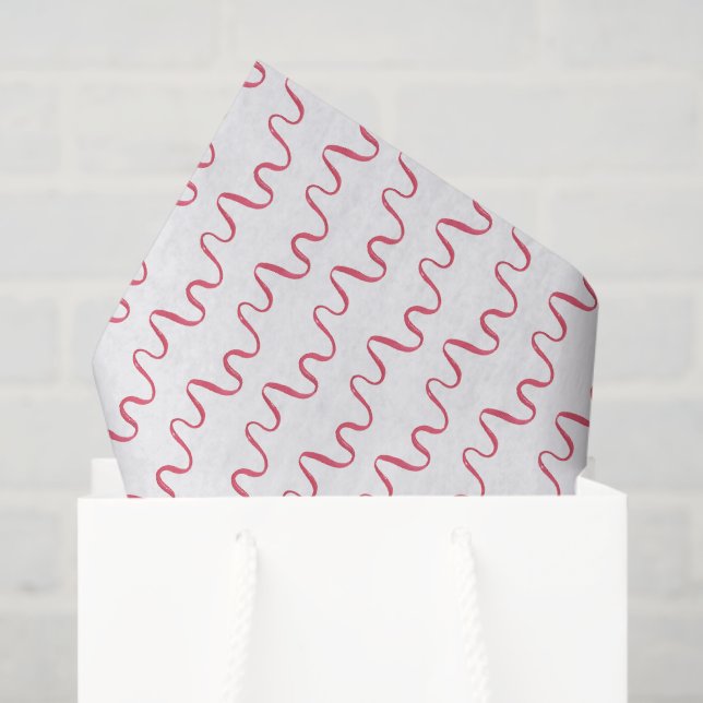 Papel De Seda Fitas Vermelhas Aquarela (Sacola de presentes)