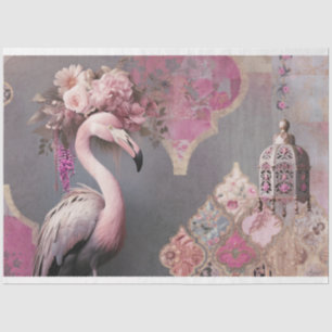 Papel De Seda Flamboyant Flamingo Floral e Lanterna Arabesca