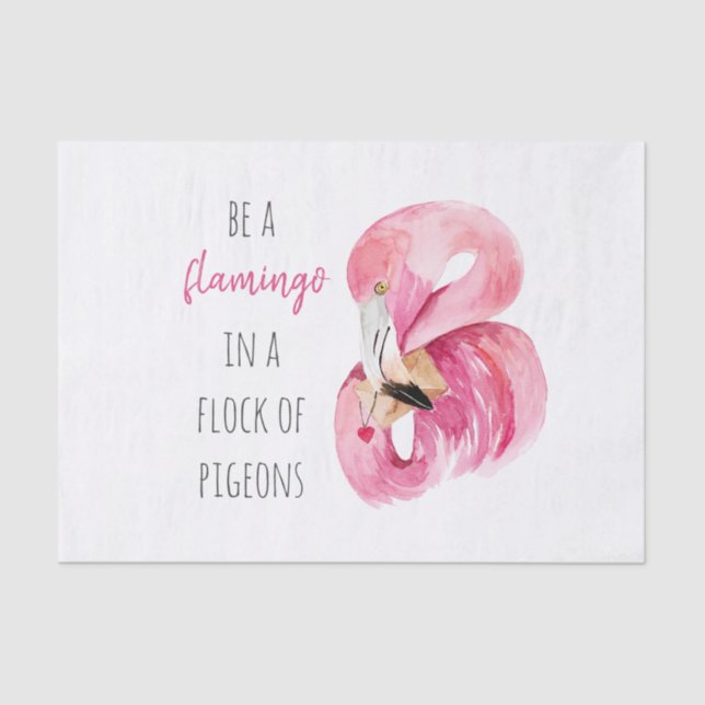 Papel De Seda Flamingo, Cor de Água Rosa Moderna, Com Citação (Frente )