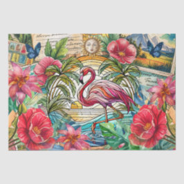 Papel De Seda Flamingo Decoupage Vidro Manchado Tropical Cênico