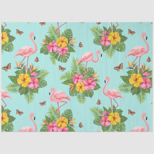 Papel De Seda Flamingo e Borboletas 3 (Frente )