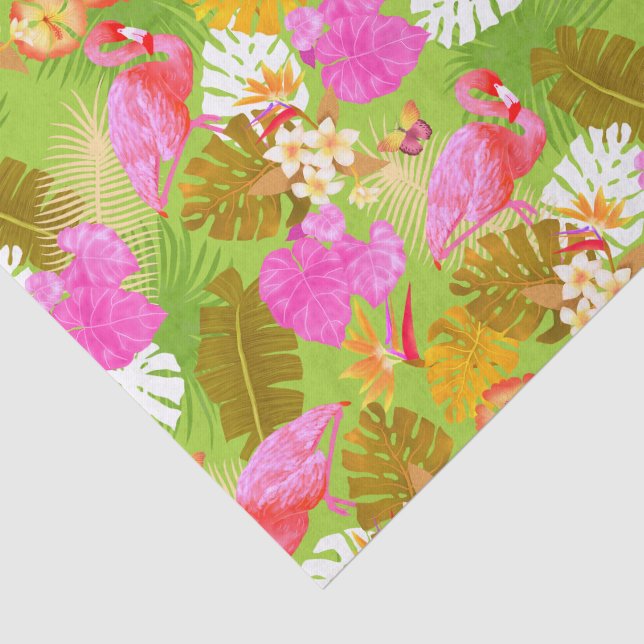 Papel De Seda Flamingo Garden Verde Brilhante (Detalhes)