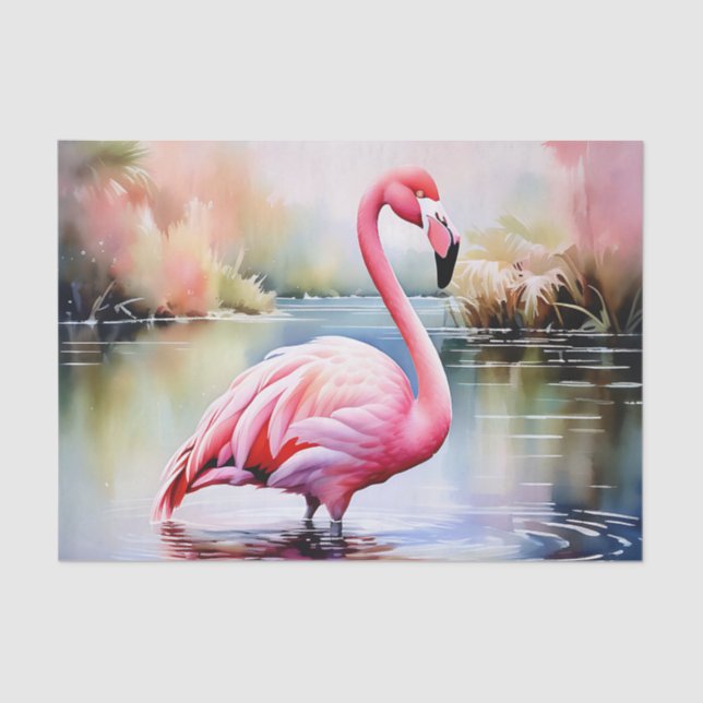 Papel De Seda Flamingo na Água (Frente )