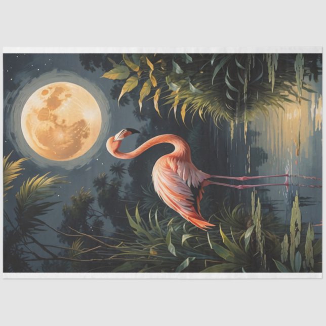 Papel De Seda Flamingo na Nuvem à Lua (Frente )