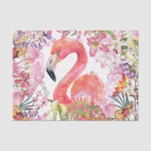 Papel De Seda Flamingo na selva da flor - teste padrão do verã