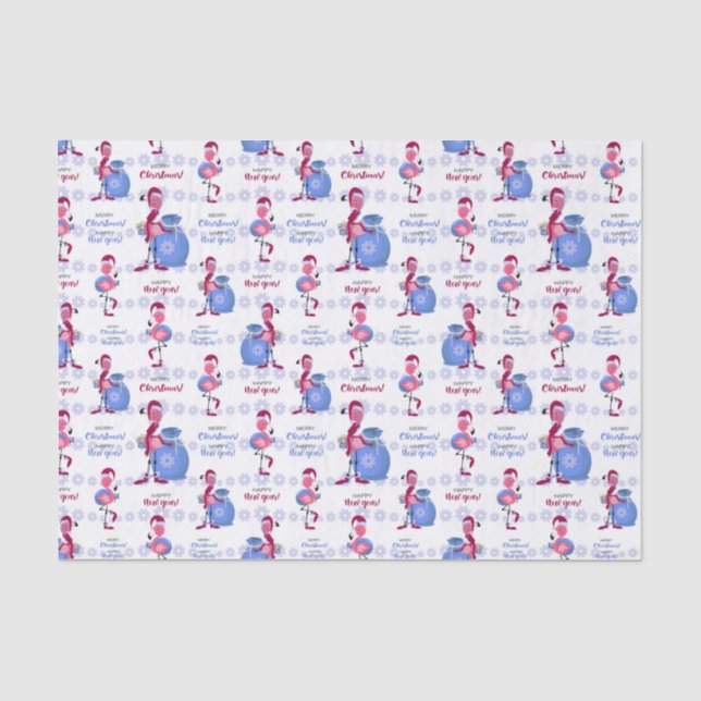 Papel De Seda Flamingo Natal Tropical  (Frente )