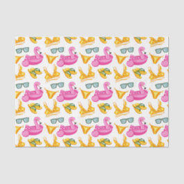 Papel De Seda Flamingo Rosa Biquíni Amarelo (Design 81 Série Ros