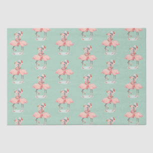 Papel De Seda Flamingo Rosa Tropical Com Chapéus de Papai Noel N