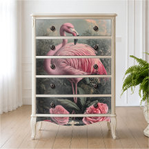 Flamingo Rosa Vitoriano Ilustração de Rosas Antiga
