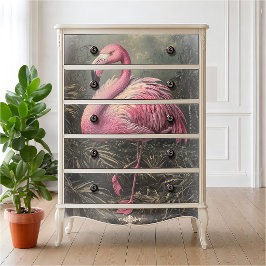 Papel De Seda Flamingo Rosa Vitoriano Ilustração Vintage
