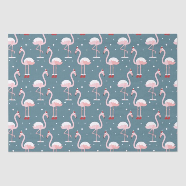 Papel De Seda Flamingo Santa Claus Pattern (Frente )