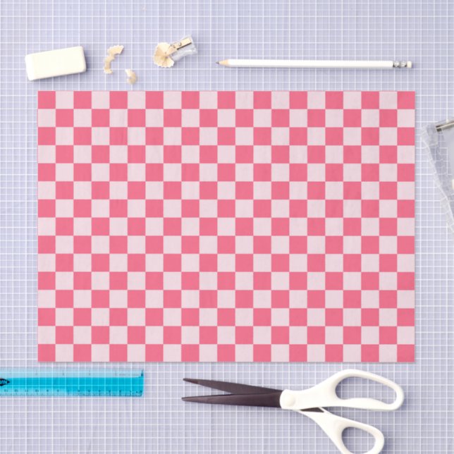 Papel De Seda Flamingo sorbet checkerboard pattern (Arte )