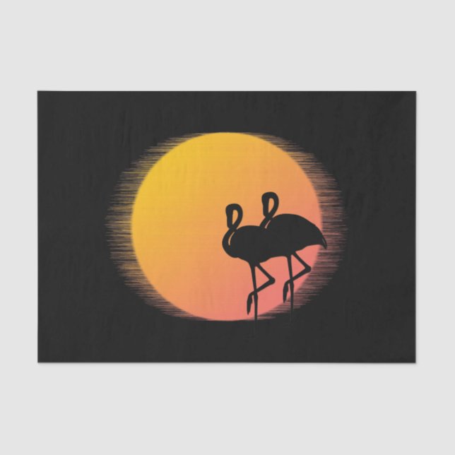 Papel De Seda Flamingos ao Pôr do Sol (Frente )