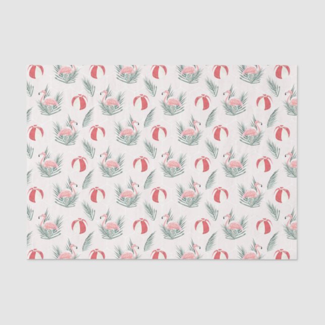 Papel De Seda Flamingos & Beach Balls (Série Design 65 rosa) (Frente )