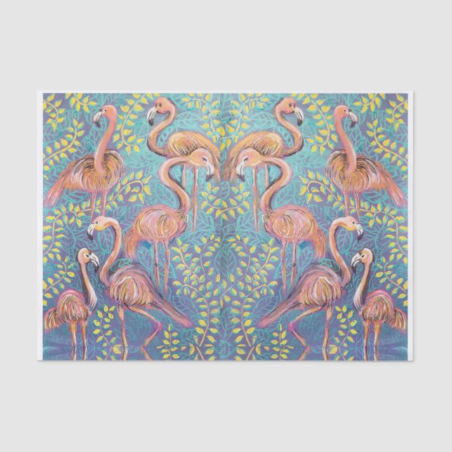 Papel De Seda flamingos cor-de-rosa (Frente )