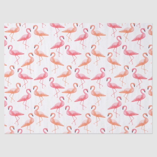 Papel De Seda Flamingos de Aquarela (Frente )