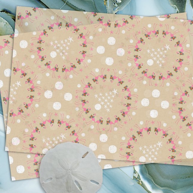 Papel De Seda Flamingos em Seashells Beach Christmas (Criador carregado)