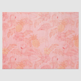 Papel De Seda Flamingos Rosa e Abacaxi