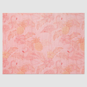 Papel De Seda Flamingos Rosa e Abacaxi