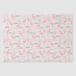 Papel De Seda Flamingos Rosa Folhas de Palma Tropicais