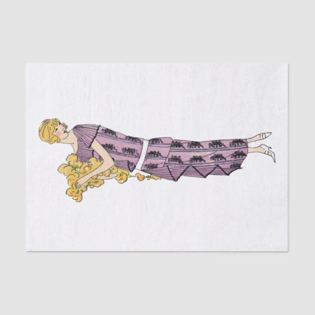 Papel De Seda Flapper com flor, Decoupage (Frente )