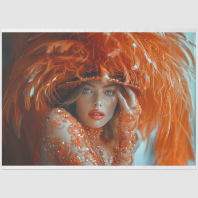 Papel De Seda Flapper Fantasy Tangerine Dream Decoupage (Frente )