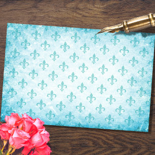 Papel De Seda Fleur De Lis Aqua Decoupage Paper