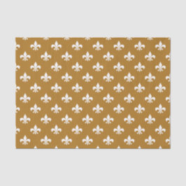 Papel De Seda Fleur-de-lis Branca em Dourado Fosco