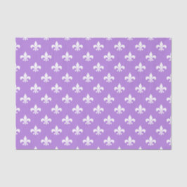 Papel De Seda Fleur-de-lis Branca em Roxo Lavanda