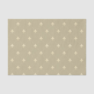 Papel De Seda Fleur-de-Lis Dourada em Marrom Claro