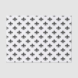Papel De Seda Fleur-de-lis Preta em Branco