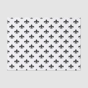 Papel De Seda Fleur-de-lis Preto em Branco