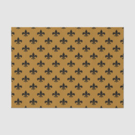 Papel De Seda Fleur-de-lis preto no Matte Dourado