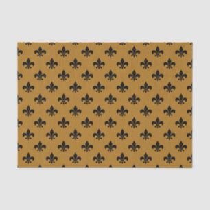 Papel De Seda Fleur-de-lis preto no Matte Dourado