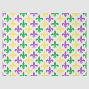 Papel De Seda Fleur-di-lis nas cores de Mardi Gras