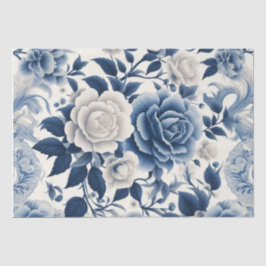 Papel De Seda Fleurs bleue et blanches