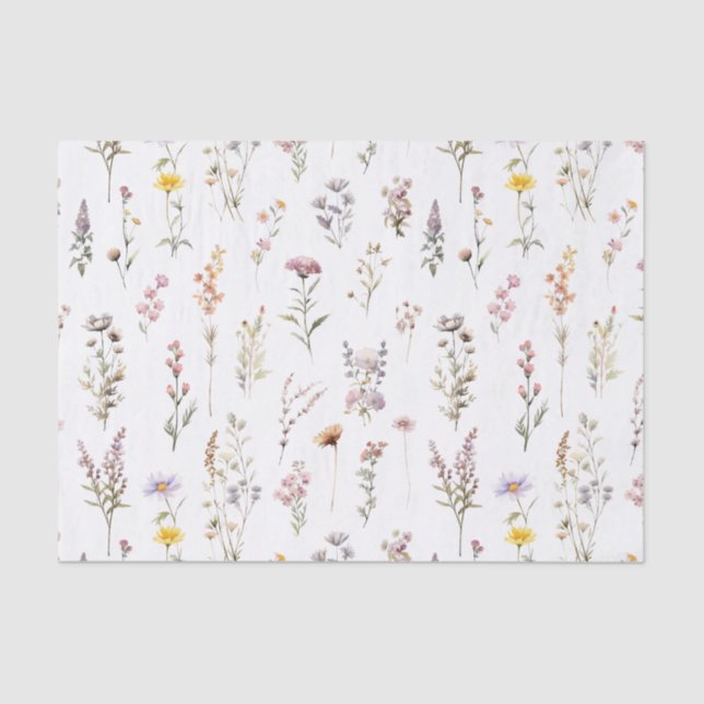 Papel De Seda Fleurs Sauvages Violettes Mariage Bohème Floral (Frente )