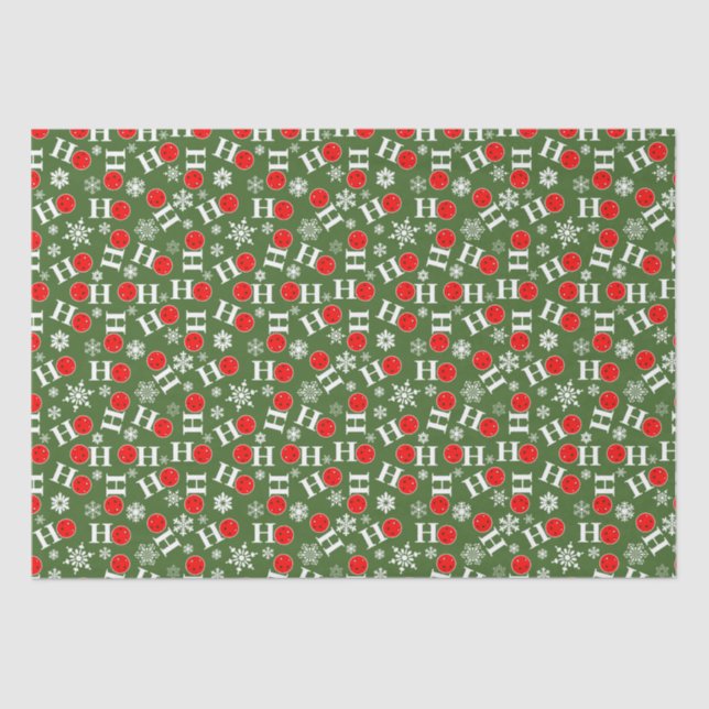 Papel De Seda Floco de Natal Vermelho Verde Ho Ho Ho Ho Snowflak (Frente )