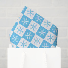 Papel De Seda Floco de neve azul claro Padrão verificado Natal