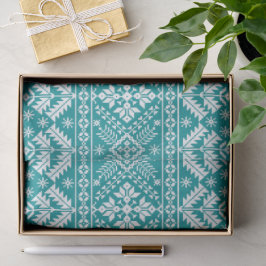 Papel De Seda Floco de Neve Azul-Verde & Ilha Justa Floral de Na