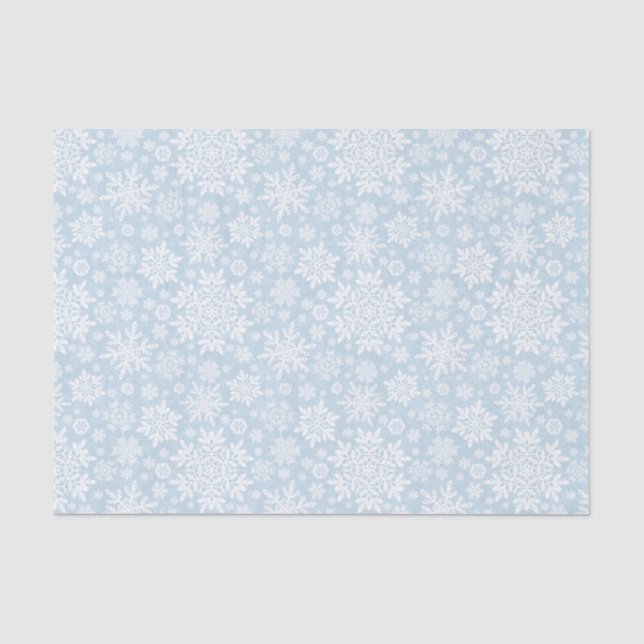 Papel De Seda Floco de Neve Branco Elegante (Azul Gelo) (Frente )