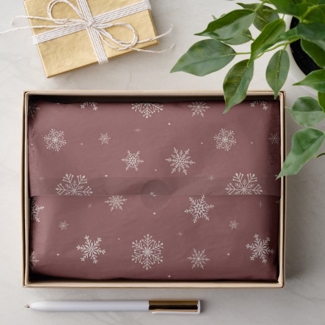 Papel De Seda Floco de Neve de Natal Vermelho Borgonha (Presente)