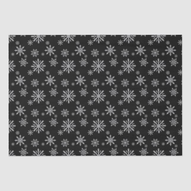 Papel De Seda Floco de neve preto e branco (Frente )