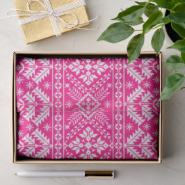 Papel De Seda Floco de Neve Rosa Vibrante & Floral Fair Isle Nat